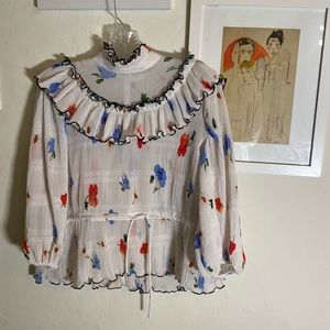 Ganni Floral blouse EU36 with matching skirt